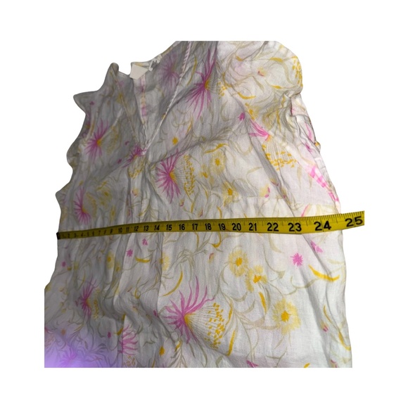Joie Linen Dress Women’s 1X Floral Cap Flutter Sleeve Pastel Shift - Picture 8 of 10